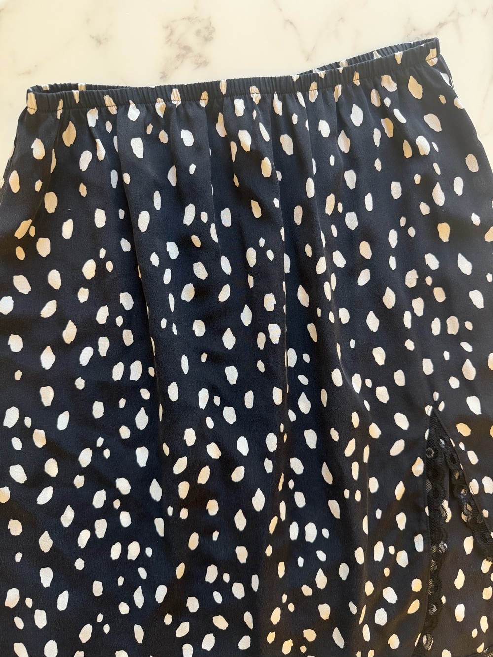 Cameo 100% Silk Lace Trim Black Knee Length Skirt - Picture 3 of 9